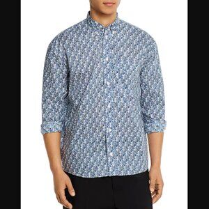 NWT Etudes Studio Paris Poesie Cotton Blue Paisley Collared Shirt XXL $345.00